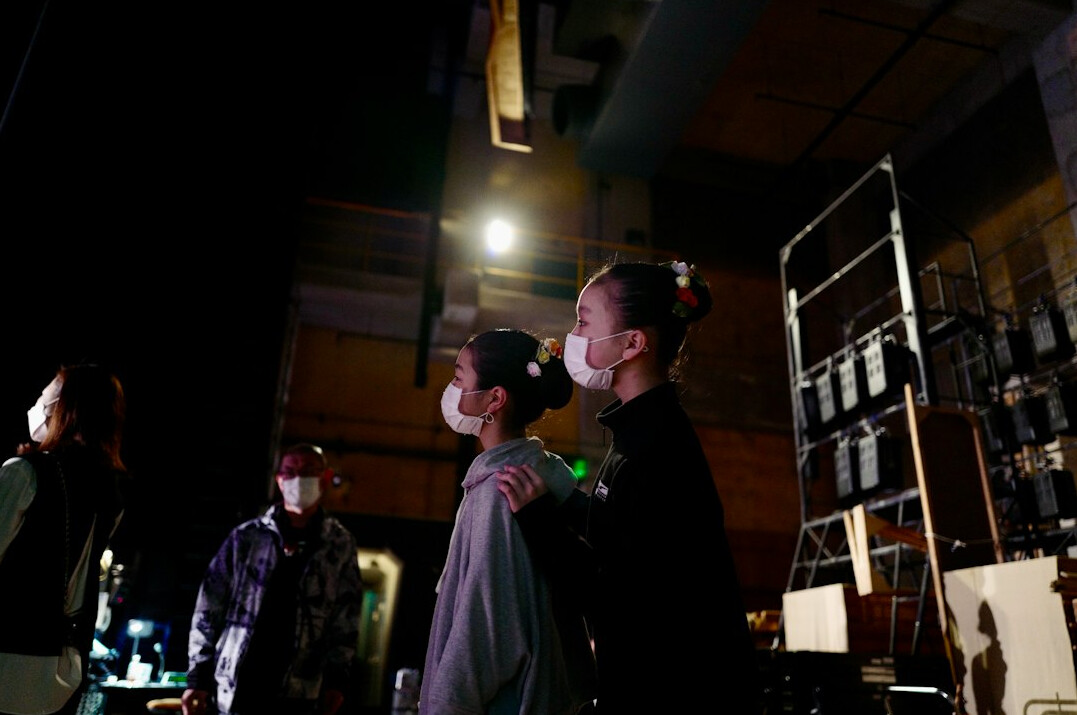 Production team working together during a live broadcast
